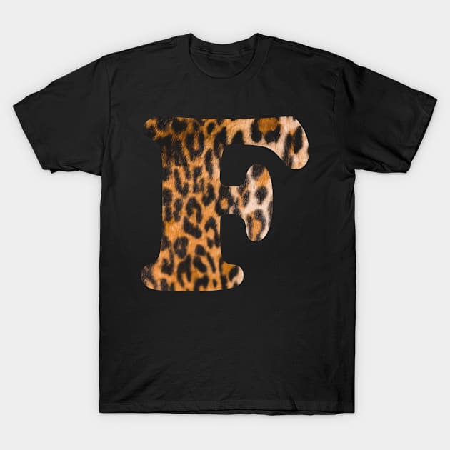 Letter F leopard print T-Shirt by ColorsHappiness